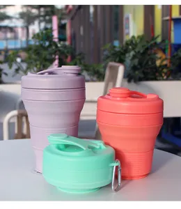 Portable silicone collapsible coffee cup for outdoor travel, telescopic reusable travel mug.