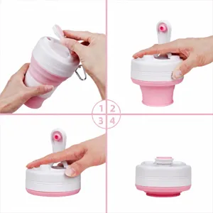 Silicone collapsible coffee cup portable outdoor telescopic water bottle with straw