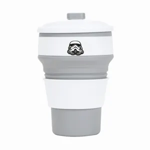 Collapsible silicone travel cup, portable telescopic mug with stormtrooper graphic for outdoor.