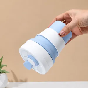 Faltbarer Silikon Reisekaffeebecher, tragbare auslaufsichere Wasserflasche für Outdoor.