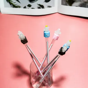 Kreativer Cartoon-Gelstift mit transparentem Schaft und süßer Kaktuskappe für Schule.