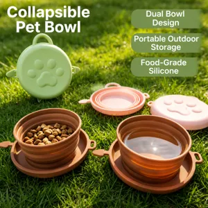 Tragbarer faltbarer Haustiernapf Silikon Doppel napf Outdoor Reise Hunde Futter Wassernapf