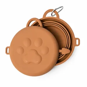Tragbarer faltbarer Haustier Doppelnapf aus Silikon mit Karabiner für Outdoor Fütterung.