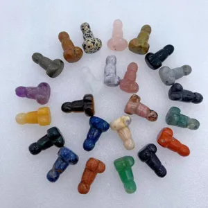 Natuurlijke Edelsteen Kristal Snijwerk Penis Vorm Bureau Figuur Creatieve Noviteit Ornament Huis Decoratie Ambachten Cadeau