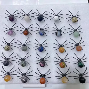 Naturkristall Edelstein Spinne Figur Legierung Stein Ornament Schreibtisch Dekoration