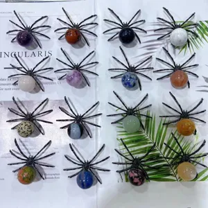 Legierung Naturstein Kristall Edelstein Spinne Ornamente Geschnitzte Spinne Tierfigur Für Haus Büro Tischdekoration