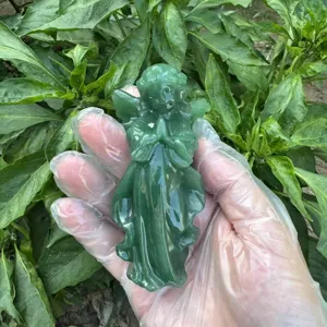 10cm green crystal cupid angel carving gemstone figurine for home decor detail view