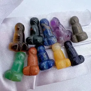2.8cm Natuurlijke Kristal Penis Snijwerk Edelsteen Miniatuur Beeldje Decoratie