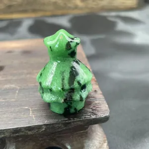 Natural gemstone carved crystal Christmas tree figurine mini green stone holiday gift