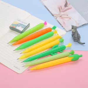 Joli ensemble de crayons mécaniques végétaux de dessin animé, poignée en caoutchouc souple.