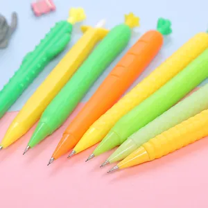 Joli crayon mécanique en forme de plante cartoon avec prise en caoutchouc souple.