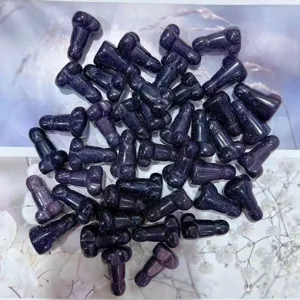Natuurlijke blauwe zandsteen kristal penis snijwerk, klein genezing steen artikel design