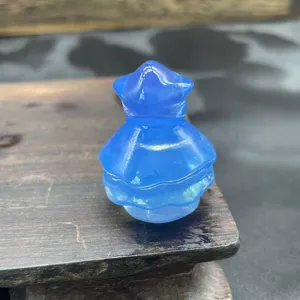 Blue crystal miniature carved dress figurine 3cm gemstone crystal gift for decor