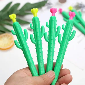 Joli crayon mécanique cactus, stylo poussoir en caoutchouc souple, papeterie créative.