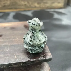 Natural crystal stone mini Christmas tree carving, 3cm semi-precious stone decor gift.