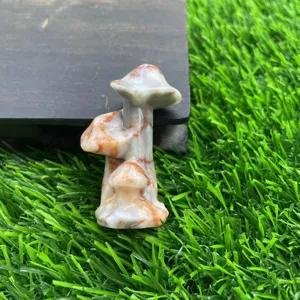Statuetta albero di funghi in pietra naturale 5cm decoro cristallo pietra semipreziosa