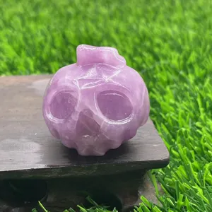 3.5cm Natural Crystal Quartz Pumpkin Skull Carving Healing Stone Halloween Decor