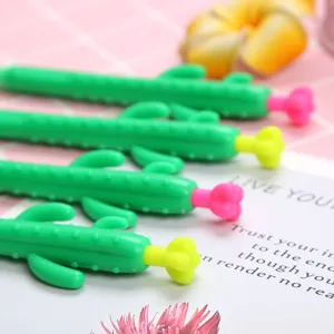 Joli crayon mécanique cactus, design dessin animé en caoutchouc souple pour école.