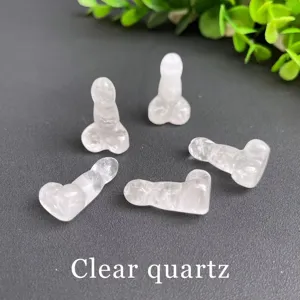 Natuurlijke heldere kwarts kristal penis snijwerk miniatuur edelsteen decoratie