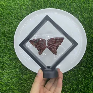 Natürlicher Halbedelstein Schmetterlingsflügel Set Mit 3D Schwebendem Display Rahmen Kristallstein Ornament Home Decor