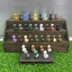 Natuursteen Alpaca Beeldje Handgesneden Kristallen Lama Standbeeld Edelsteen Dier Sculptuur Mini Alpaca Decor Voor Huis Kantoor Bureau Ornament