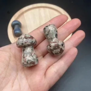 Natural gemstone crystal mushroom carving mini healing stone decor hand ornament pocket talisman