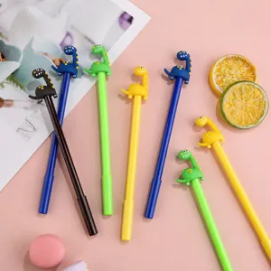 Joli ensemble stylo gel dinosaure dessin animé, stylo animal créatif avec corps coloré école bureau.