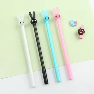 Cute cartoon bunny gel pen 0.5mm black ink writing stationery for students and office supplies.
