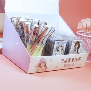 Cute anime girl fountain pen set with replaceable ink cartridges, ideal for student study.