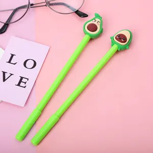 Cute avocado gel pen set, creative green stationery black ink pens for school and office.