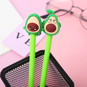 Cute cartoon avocado gel pens set, funny fruit design black ink writing pens for office school.