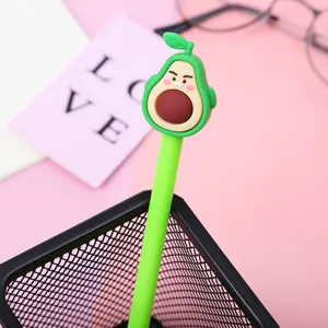 Cute avocado gel pen with funny fruit design, smooth black ink writing stationery for office.