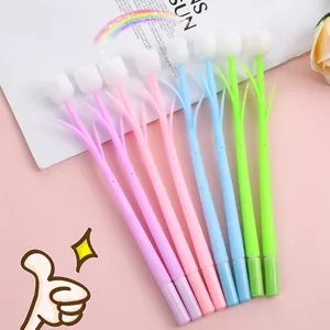 Cute Floral Soft Rubber Gel Pen Candy Color Student Stationery Writing Pen For School Office Daily Use