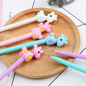 Carina penna gel con giraffa e impugnatura in silicone colorata per cancelleria scolastica.