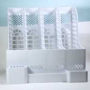 Organizzatore da scrivania in plastica bianca cestino portaoggetti da ufficio multi-fessura