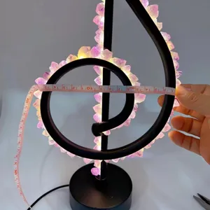Lampe LED note de musique cristal améthyste détail, affichage d'éclairage de grappe.