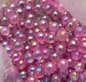 Roze aura kristallen bollen bulk natuurlijke kwarts edelstenen voor DIY sieraden maken en decoratie