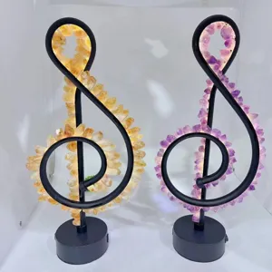 Lampe de table note de musique LED en cristal décoration de maison veilleuse lumineuse