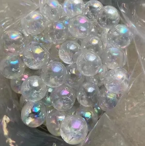 Natuurlijke aura kwarts kristal bollen regenboog electroplated kleine edelsteen kraaltjes sieraad