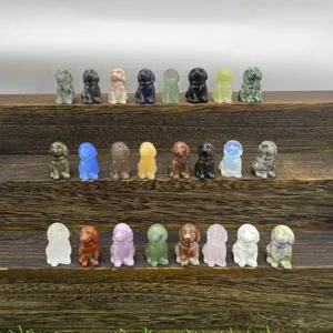Naturstein Welpenfigur Handgeschnitzter Golden Retriever Mini Kristall Tierstatue Für Zuhause Büro Dekoration Geschenk