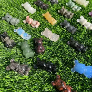 Statuetta orso in pietra naturale 1.5 pollici cristallo scolpito animale carino decorazione