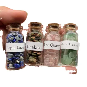 Natural crystal chips glass bottles wishing bottles gemstone set for kids education display