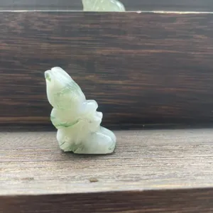 Hand carved natural crystal flower fairy figurine, 3cm cute stone angel decor for desk.