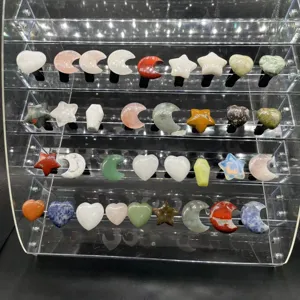 Clip de Salida de Aire de Coche de Piedra Natural Cristal Forma Estrella Luna Corazón Ataúd Gema Curativa Decoración Interior