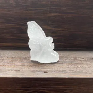 Natural White Crystal Fairy Figurine 3cm Gemstone Carving Detail Display Item