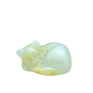 Figurine de chat endormi en cristal, 4 cm pierre semi-précieuse sculptée décoration.