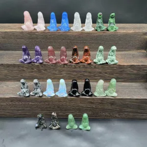Figurine de Déesse Gaia de la Mère Terre Sculptée en Pierre Gemme Naturelle Ornement de Table Miniature en Quartz de Cristal Poli