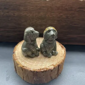 Naturstein geschnitzte welpen figur süße tier ornament miniatur tischdekoration haustier statue