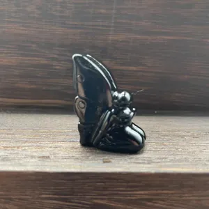 Handcrafted natural gemstone flower fairy crystal carving figurine, exquisite detail, 3cm.