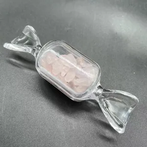 Rosenquarz Kristallkies in niedlicher bonbonformiger Glasflasche als Deko Geschenk